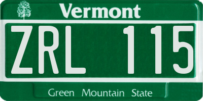 VT license plate ZRL115