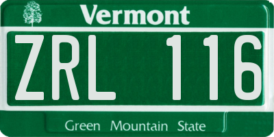 VT license plate ZRL116