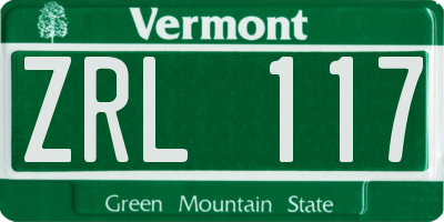 VT license plate ZRL117