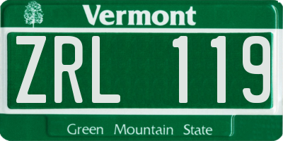 VT license plate ZRL119
