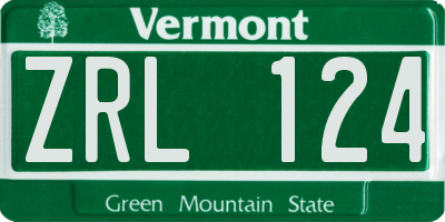VT license plate ZRL124