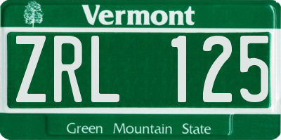 VT license plate ZRL125