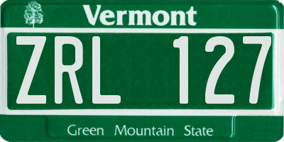 VT license plate ZRL127