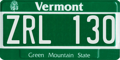 VT license plate ZRL130
