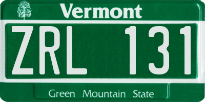 VT license plate ZRL131