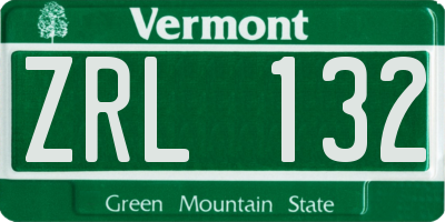 VT license plate ZRL132