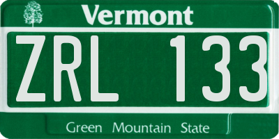 VT license plate ZRL133
