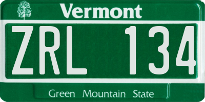 VT license plate ZRL134