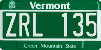 VT license plate ZRL135