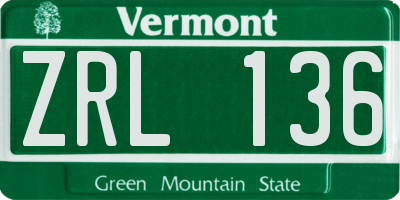 VT license plate ZRL136