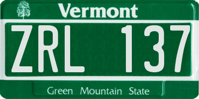VT license plate ZRL137