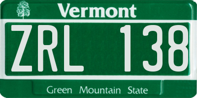 VT license plate ZRL138