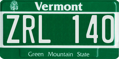VT license plate ZRL140