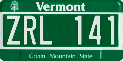 VT license plate ZRL141