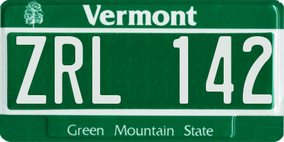 VT license plate ZRL142