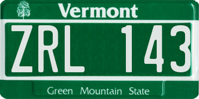 VT license plate ZRL143