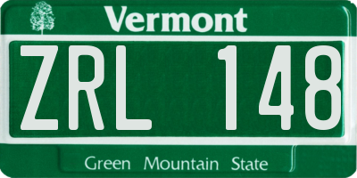 VT license plate ZRL148