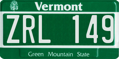 VT license plate ZRL149