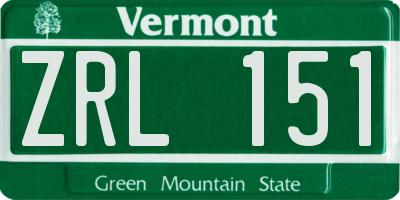 VT license plate ZRL151