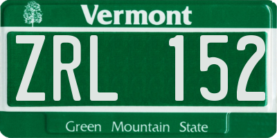 VT license plate ZRL152