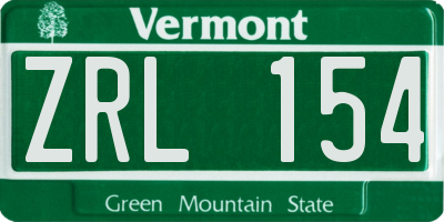 VT license plate ZRL154