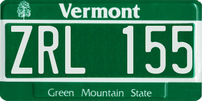 VT license plate ZRL155