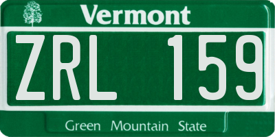 VT license plate ZRL159