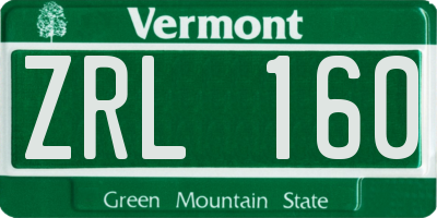 VT license plate ZRL160