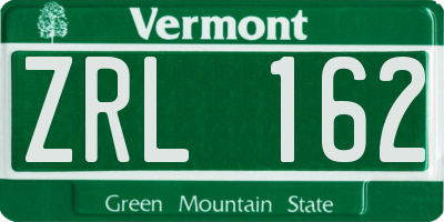 VT license plate ZRL162