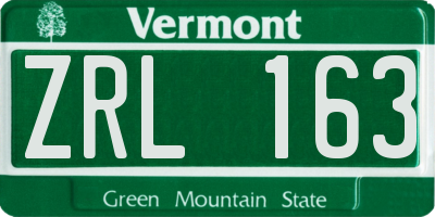 VT license plate ZRL163