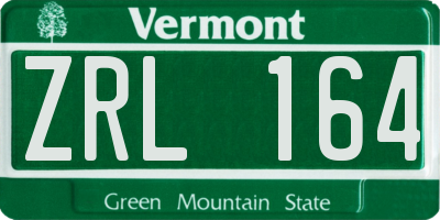 VT license plate ZRL164