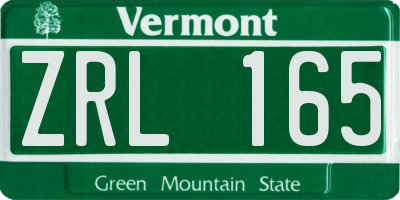 VT license plate ZRL165