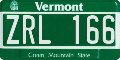 VT license plate ZRL166