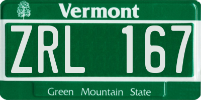 VT license plate ZRL167