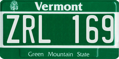 VT license plate ZRL169