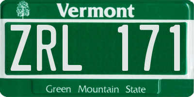 VT license plate ZRL171