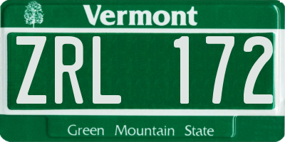 VT license plate ZRL172