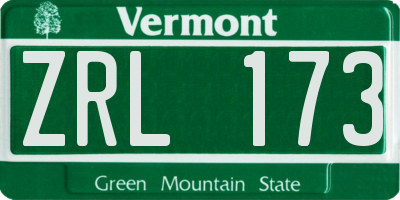 VT license plate ZRL173