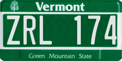 VT license plate ZRL174