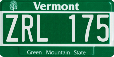 VT license plate ZRL175