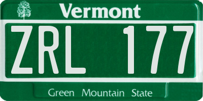 VT license plate ZRL177