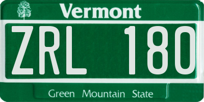 VT license plate ZRL180