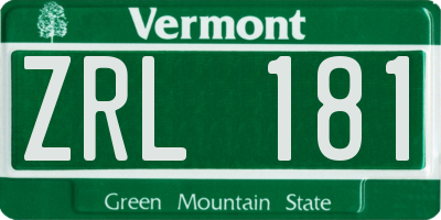 VT license plate ZRL181