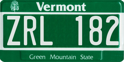 VT license plate ZRL182