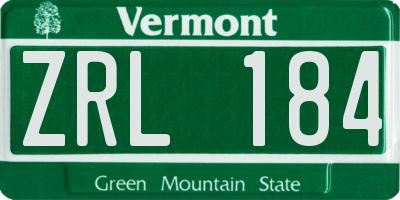 VT license plate ZRL184