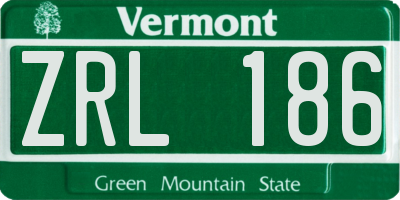 VT license plate ZRL186