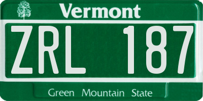 VT license plate ZRL187