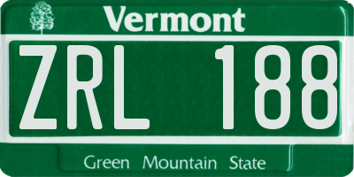VT license plate ZRL188
