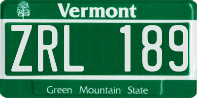 VT license plate ZRL189