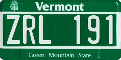 VT license plate ZRL191